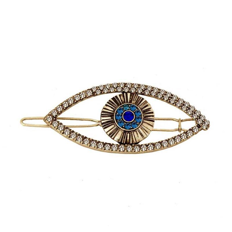 Vintage Blue Rhinestones Evil Eye Hairpin Kpop Gothic Devil Eyes Hair Clip for Women Hair Accessories jpg